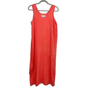 Flax‎ Linen Maxi Dress Womens Small Orange Sleeveless Beachy Lightweight Boho